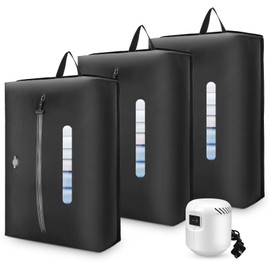 3PCS Vacuum Bags for Travel with Pump, 33L Large Vacuum Travel Bags with Pump, Reusable Vacuum Compression Bags, IP67 Waterproof Airtight Travel Bags for Luggage, Backpack & Suitcase, Black