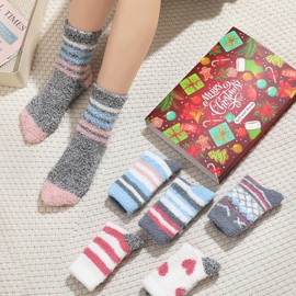 Fluffy Socks Womens - 6 Pairs Ladies Thermal Slipper Bed Cosy Socks for Women, Girls Warm Fuzzy Fleece Socks