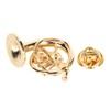 Gold Miniature French Horn Shaped Lapel Brooch Pin Brass Mini