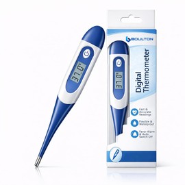 Boulton Digital Thermometer for Adults & Kids - Oral Thermometer Adults Kids Babies with Fast Accurate Readings - Switchable Body Temperature Thermometers Underarm and Rectal Fever Checker