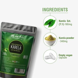 High Strength Bitter Melon (Karela) Supplement 1600MG- No Fillers or Binders - 100% Natural and Gluten Free Vegan Made in UK Prepared by Phd Scientist