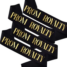 MUMUNN 4PCS Prom Royalty Sashes, Black Gold Prom Royalty Sash for Dance Party Event Prom Queen, Prom King Graduation Party Prom Royalty Sashes Set of 4