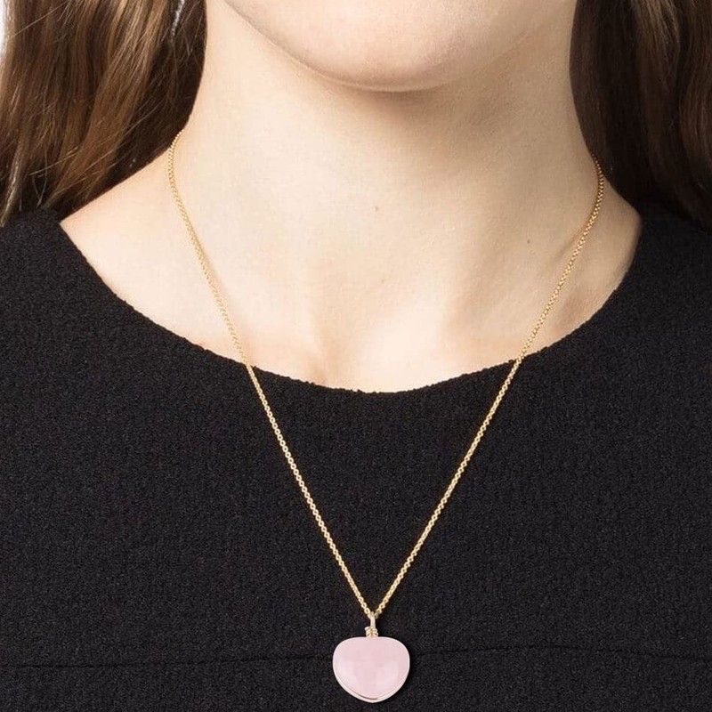 COAI Women's Gemstone Heart Pendant, Copper Rose Quartz copper, Quartz