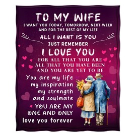 Wife Blanket Gifts for Wife from Husband, Romantic I Love You Wedding for Women Her, to My Wife Throw Blanket Christmas Valentines Birthday Gifts for Her Women Couple 60"x50"