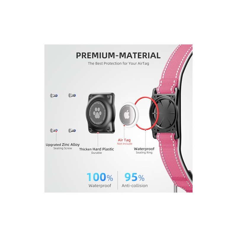Collar para Perros Impermeable IP68 Mejorado con Soporte para AirTag