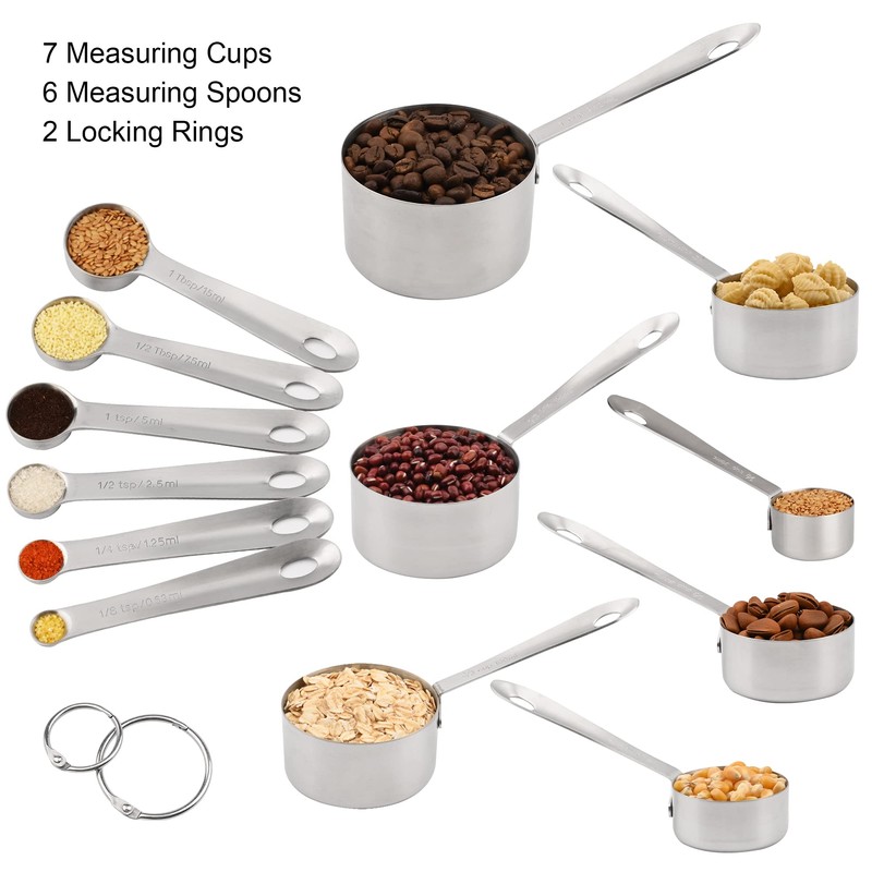 Smithcraft Measuring Cups and Spoons Set, 18/8 Stainless Steel Measuring
