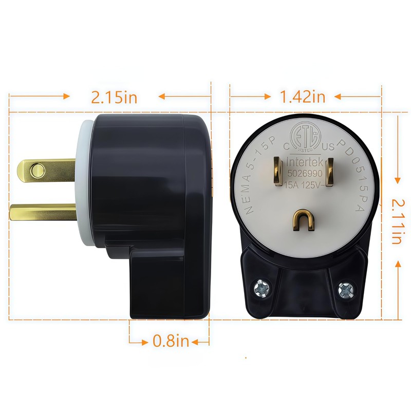 Nema 5-15P 15AMP 125Volt Male Plug,USA Canada Male DIY Rewirable