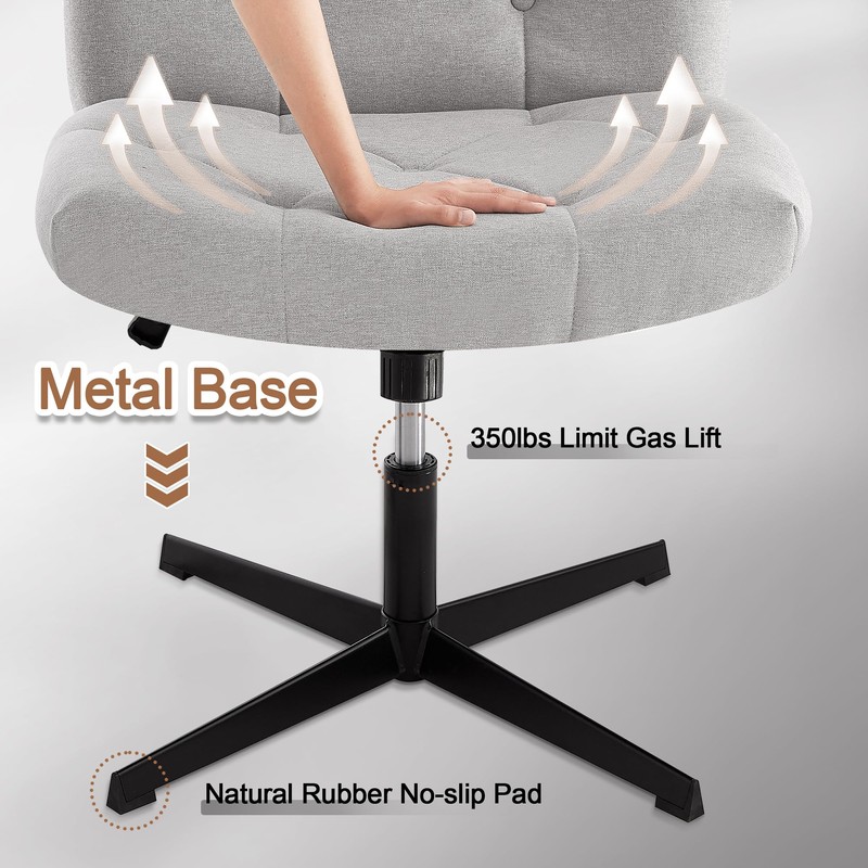 VECELO Criss Cross Armless Office Desk Chair No Wheels Comfy