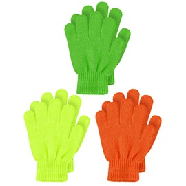 Toddler Gloves Kids Mitten Kids Gloves Full Finger Mittens Winter Knitted Gloves for Little Boys and Girls Supplies (Green, Light Green, Orange,1-4 Years Size)