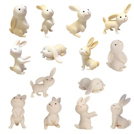 Pack of 14 Easter Bunny Decorative Figures, Miniature Rabbit, Small Easter Bunny, Mini Rabbit Figures, Mini Rabbit Decoration, Easter Desktop Ornament, Spring Festival Ornaments, Party Decoration