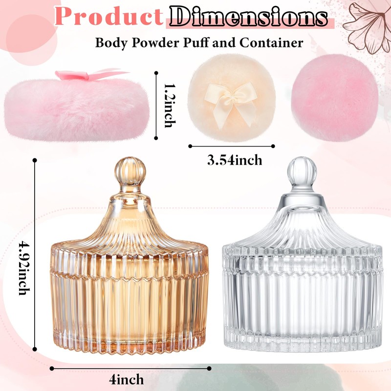 Tioncy 4 Pcs Large Body Powder Puff and Container Extra