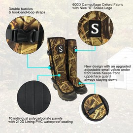 Smarkey Snake Gaiters, Snake Guards Leggings for Snake Bite Protection, Protects Against All Types of Rattlesnakes and Other Poisonous Snakes, for Hunting, Camping, Hiking, Outdoors(1 Pair)