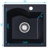 Comllen 16" x 16" Quartz Black Bar Sink Drop in,
