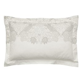 PURE STRAWBERRY THIEF EMBROIDERY PILLOWCASE OXFORD SILVER/WHITE