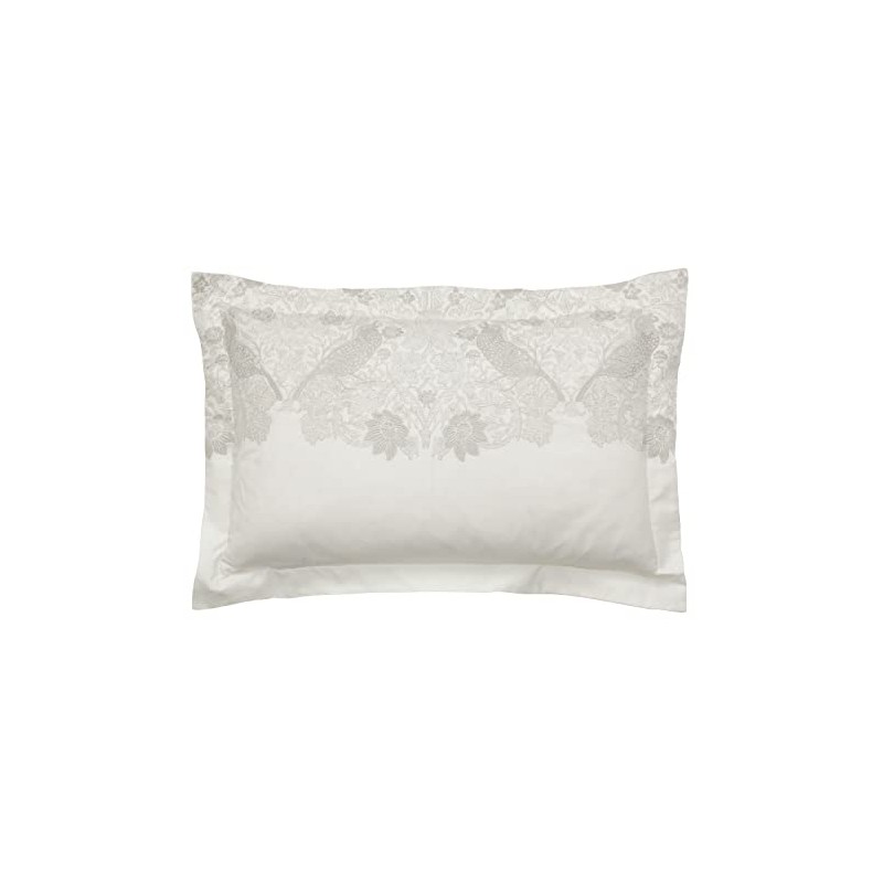 PURE STRAWBERRY THIEF EMBROIDERY PILLOWCASE OXFORD SILVER/WHITE