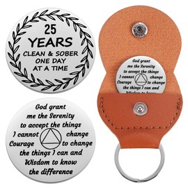 Ukodnus 25 Year Sobriety Coin, Twenty-Five Years Sober Recovery Token, Sober for Him, AA Recovery Medallion Chip, Unique 12 Step Gifts, NA Addiction Recovery Gift