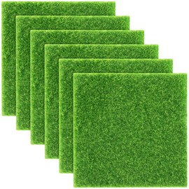 Elcoho 6 Pieces Fake Grass for Crafts Fairy Garden Grass 6 x 6 Inches Artificial Garden Grass for Miniature Ornament Garden Dollhouse DIY Decoration