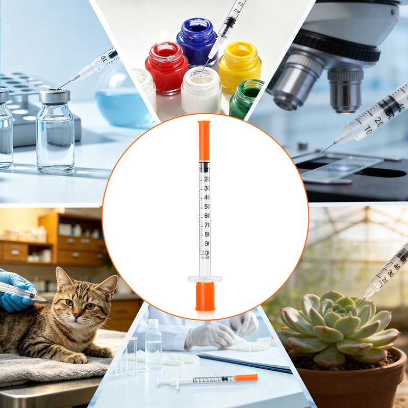 50 Pack 1mL 30G 8mm Laboratory Syringes for Liquid Dispensing