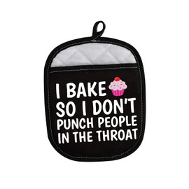 Funny Baker Gifts I Bake So I Don't Punch People in The Throat Oven Mitt Cupcake School Graduation Gift (I Bake So)