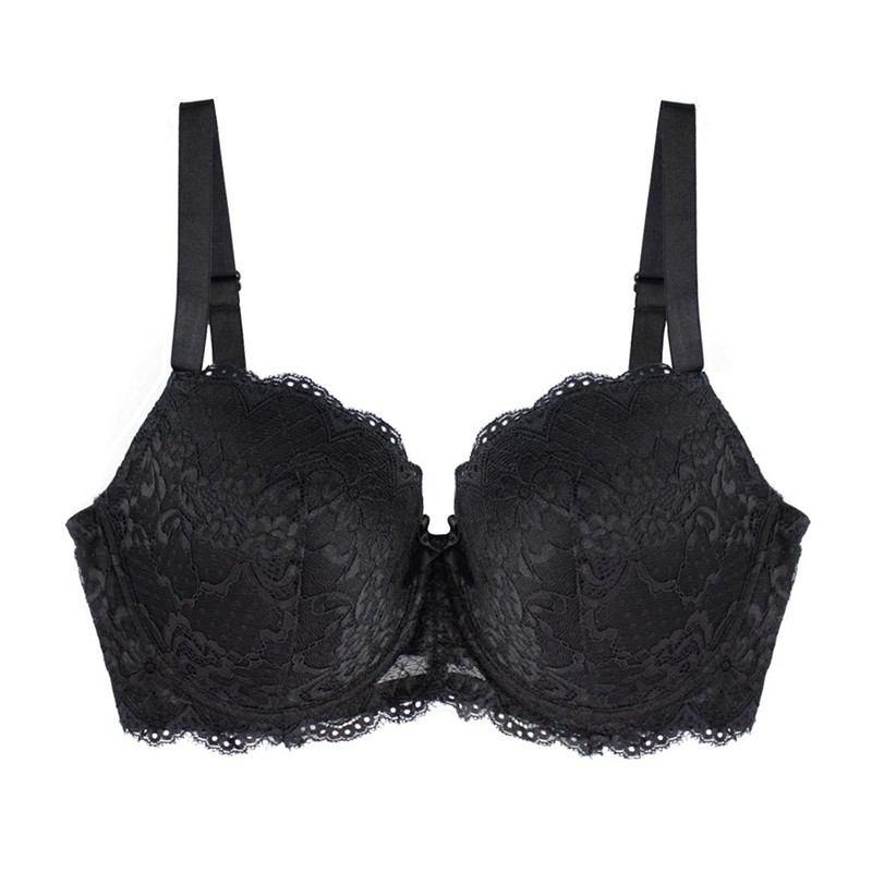 MIERSIDE Women's Black/Beige Plus Size Lace Seduction Underwire Molded Demi