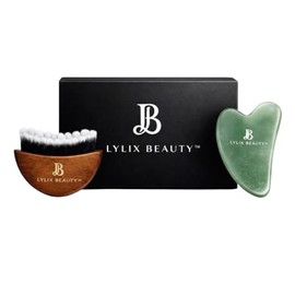 Lymphatic Contour Face Brush & Jade Gua Sha Set for Face, Jaw, & Neck