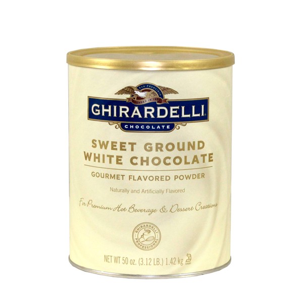 Ghirardelli Sweet Ground White Chocolate Flavor Powder - 3.12 lb. can, 6 cans per case