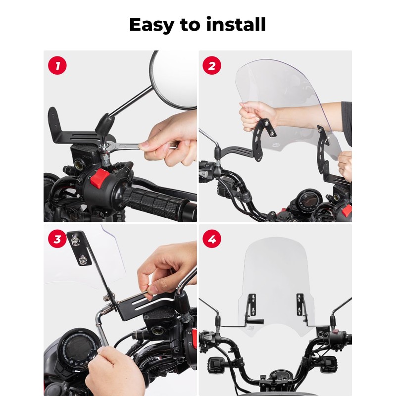 KEMIMOTO Motorcycle Windshield with Clamp Bar Compatible with CT125 2020-2025