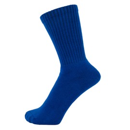ZAKIRA Finest Combed Cotton Terry Lined Athletic Sports Crew Socks for Men, Women, 7-12 (US), Royal Blue