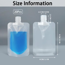 LIUCONGBD 20PCS 100ml Portable Travel Fluid Makeup Packing Bags, Refillable Travel Pouches-Sub Bags, Transparent Clamshell Packaging Bags for Lotion/Shampoo/Face Cream/Hand Soap/Mask Mud