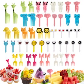 60 Pcs Kids Food Picks, Cute Animals Mini Food Fruit Fork Picks Cartoon Fruit Picks Toothpicks for Kids Children Lunch Bento Fruit Dessert