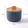 Salt Cellar Keeper with Bamboo Lid, 14oz Big Capacity Ceramic