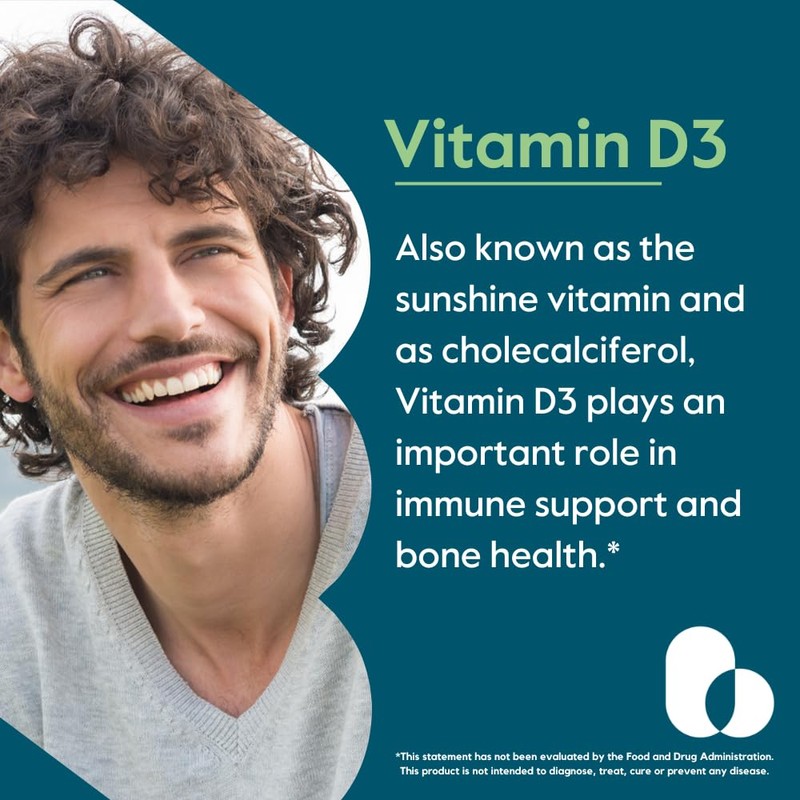 BESTVITE Vitamin D3 5000 IU (365 Capsules) - No Stearates