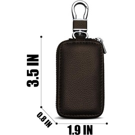 TSUGAMI Car Keys Case Holder, Leather Car Keys Chain Bag Car Remote Key Fob Holder, Auto Smart Key Fob Case Key Pouch with Keychain, Keychain Protector Case Auto Accessories (Coffee)