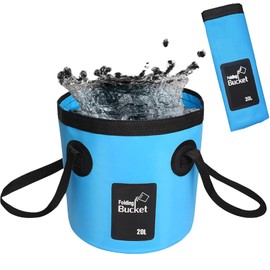Foldable Bucket, Portable Camping Bucket with Handle, Ultralight Outdoor Wash Basin Fishing Bucket, Collapsible Bucket for Fishing, Camping, Car Washing, Hiking and More, Blue, 20L