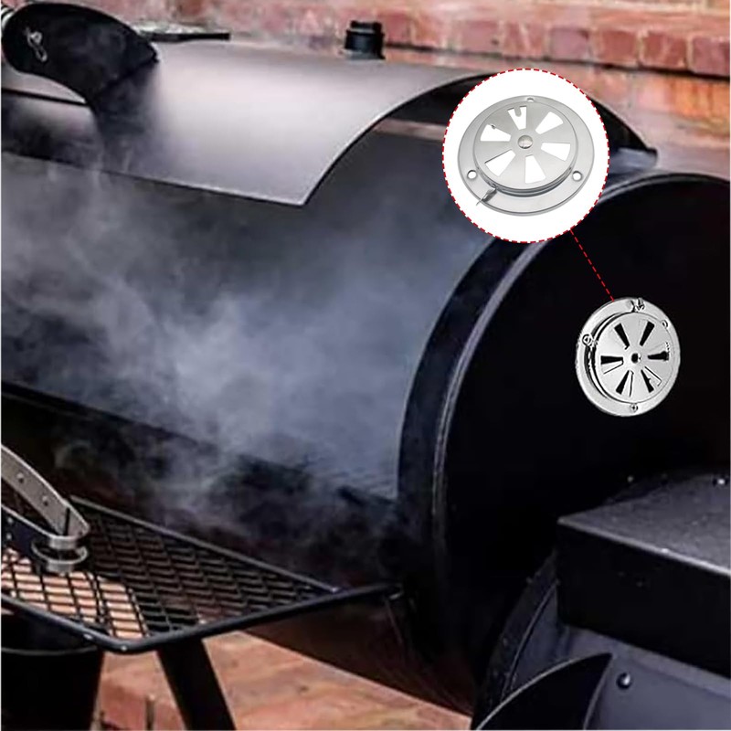 OZXNO 2 Pcs BBQ Smoker Air Vent Set Stainless Steel