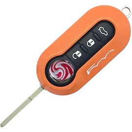 Nordecco GLOSS KEY FOB PROTECTOR SHELL CASE FOR FIAT 500C 500-500L 500X ABARTH GRANDE PUNTO BRAVA PANDA STILO LINEA (Orange)
