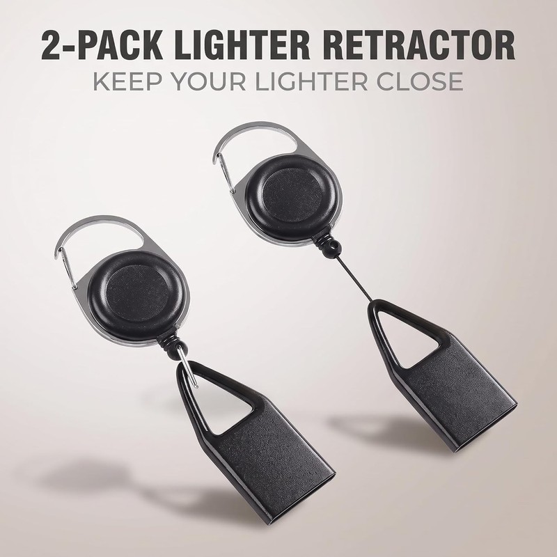 2 Pcs Retractable Lighter Clip Belt with Protective Cover, Lighter