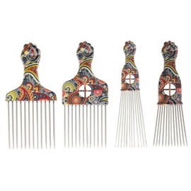 Healvian 4pcs Professional Hair Lift Comb for Thick Hair Stainless Steel Insert Comb for Curly Straight Random Style