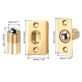 PATIKIL Door Ball Catch Door Catch Ball Roller Latch for Door Top Cabinet with Strike Adjustable Metal Gold 2pcs