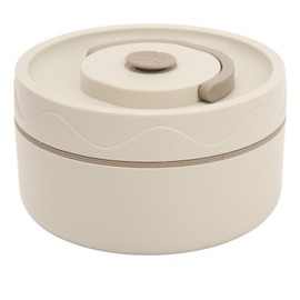 Hapivida Food Thermo, 304 Stainless Steel Double Layer Soup Container Portable Round Shape Insulated Lunch Food Jar Wide Mouth Bento Box 420ml for Work, School, Outdoor Dining(Insulated-Beige)