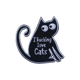 ZOLAWE - Parche de bordado con diseño de gatos con texto "I F*cking Love Cats - Parche de bordado para ropa, mochilas, sombreros, jeans, lindos parches bordados de gatos, parches negros para gatos