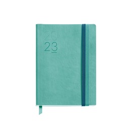 Miquelrius - Year Planner 2023 - Day Page - Size 122 x 168 mm - Flexible Synthetic Leather Cover - Double Elastic - Spanish, English and Portuguese - Blue