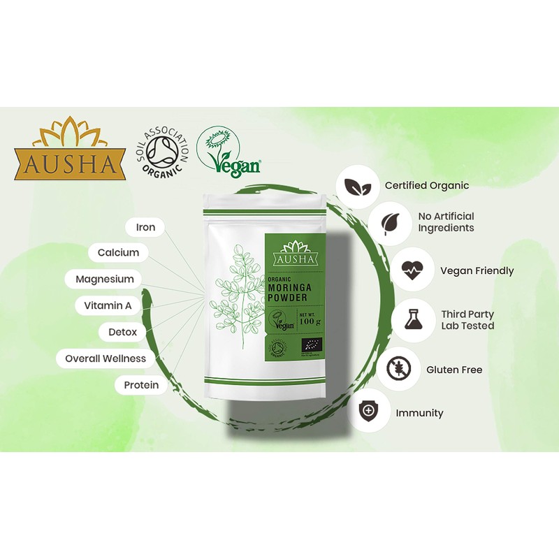 Organic Moringa Powder 100 Grams - Oleifera Leaf | Certified
