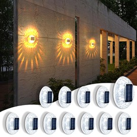 LUCISPIRA LED Stair Lights Solar Powered 12 Pack, IPX4 Waterproof Led Fence Lights for Outdoor Wall, Step, Yard, Patio, Pool, and Pathway, Shell-Shaped Decor Warm Light 2200K