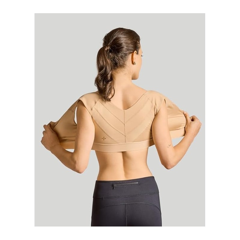 Tommie Copper Shoulder Support Compression Bra with Front Zipper Closure