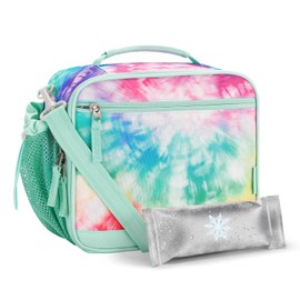 Choco Mocha Lunch Box Kids Lunch Box for Girls Lunch Boxes for School Lunch Bag Ice Packs with Shoulder Strap for Toddler Preschool Kindergarten,Coloful Tie Dye Colorful