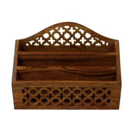 Letter Rack Vintage Desk Wooden Hand Carved Holder Barroon Jali Urban Home