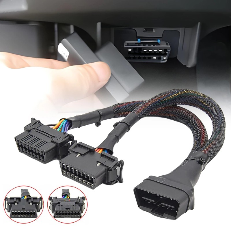 OBD2 Splitter Extension Cable for Car Diagnostics – 16-Pin Male