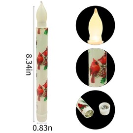 Aulaygo 2PCS Woodland Winter Cardial Flameless Taper Candles