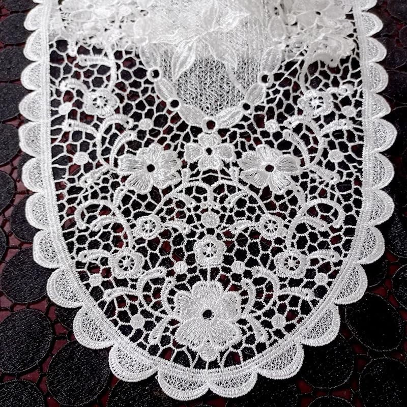 Set of 4 Lace Embroidered Table Runners, Hollow Lace Table